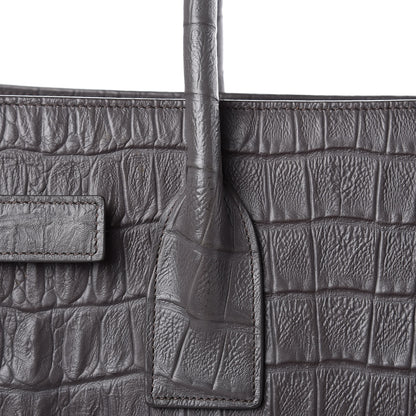Saint Laurent Calfskin Crocodile Embossed Small Sac De Jour Fog 10 of 13