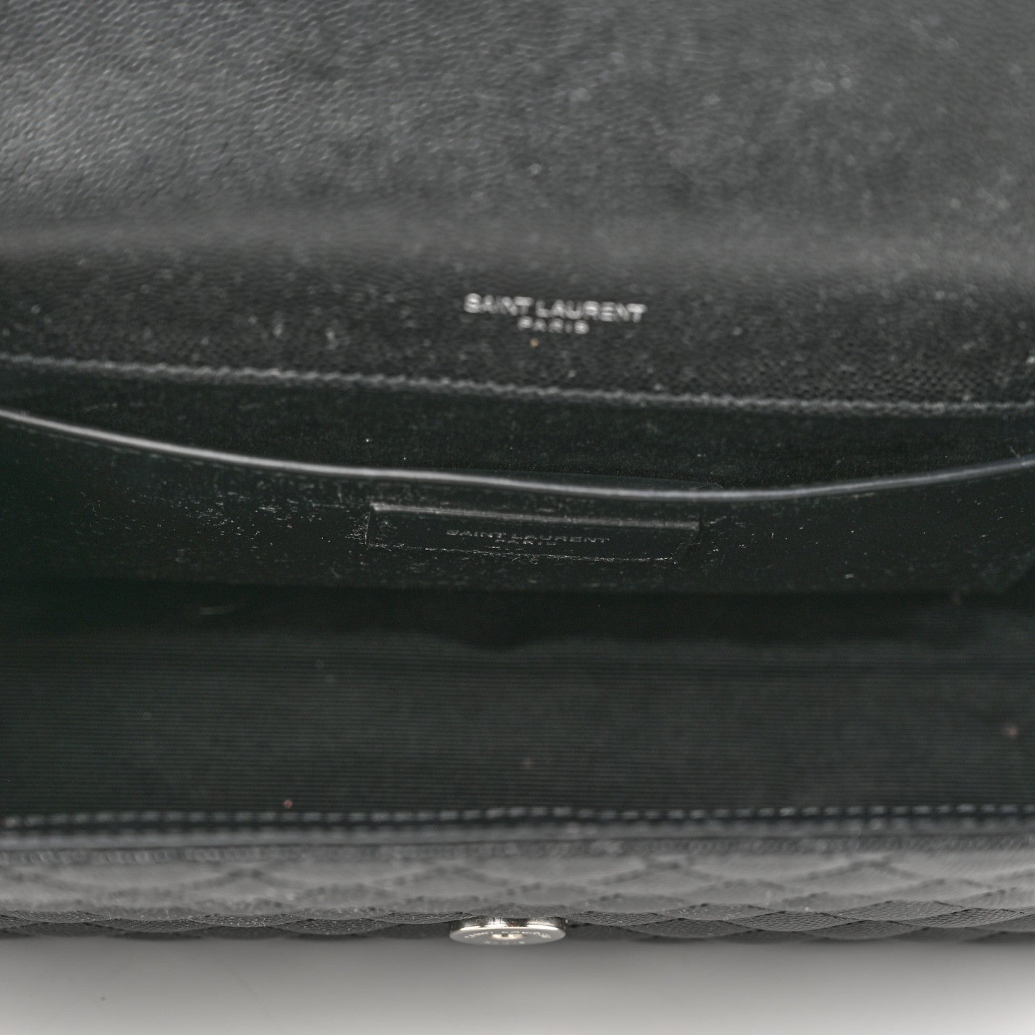 Saint Laurent Grain De Poudre Textured Mixed Matelasse Triquilt Medium Monogram Satchel Black 5 of 12