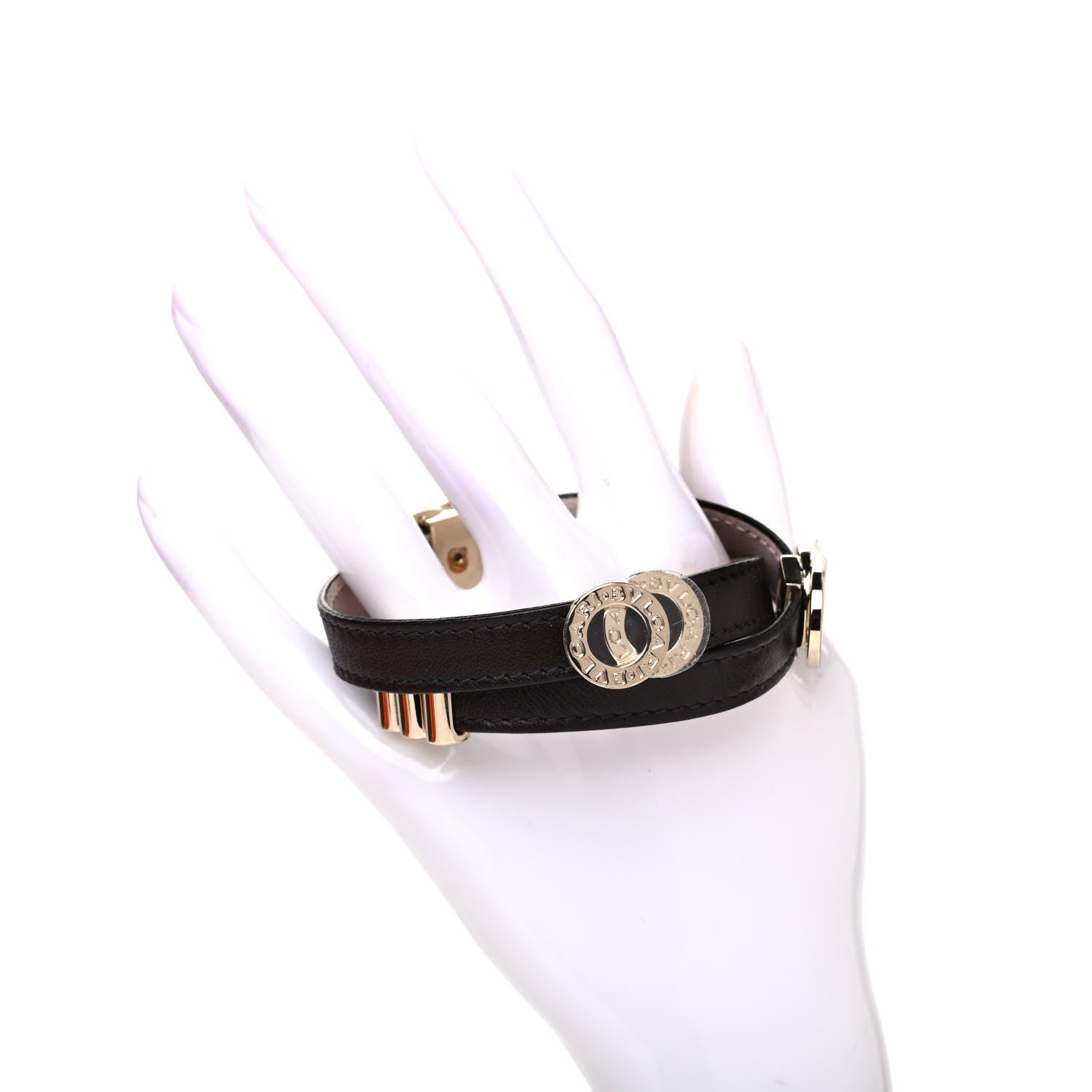 Bulgari Calfskin Double Coiled Bracelet Dark Brown 2 of 4