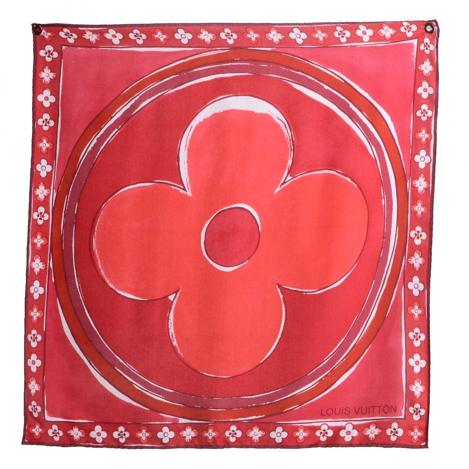 Louis Vuitton Silk Fleur Scarf Red 2 of 8