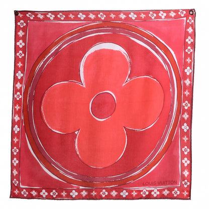 Louis Vuitton Silk Fleur Scarf Red 2 of 8