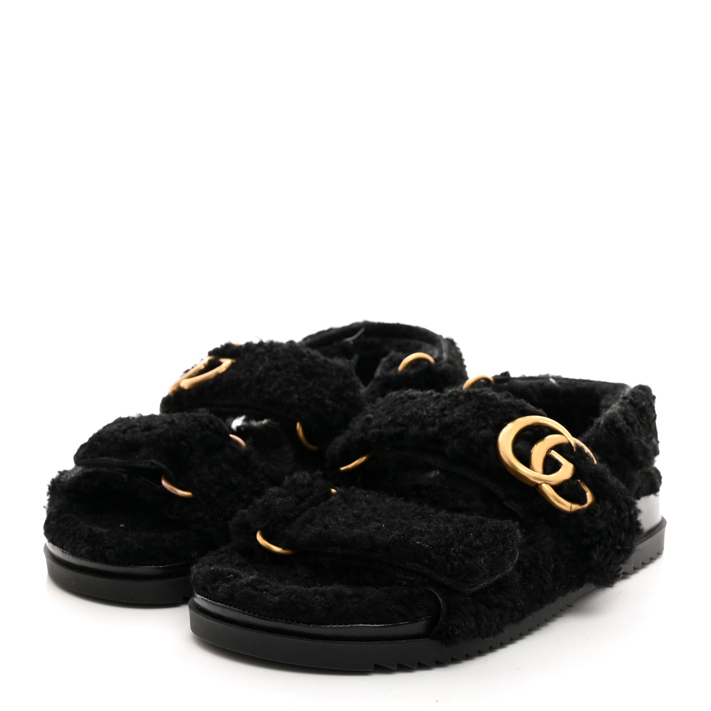 Merino Wool Interlocking G Dad Sandals 37 Black