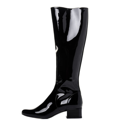 Saint Laurent Patent Knee High Boots 34.5 Black 1 of 11