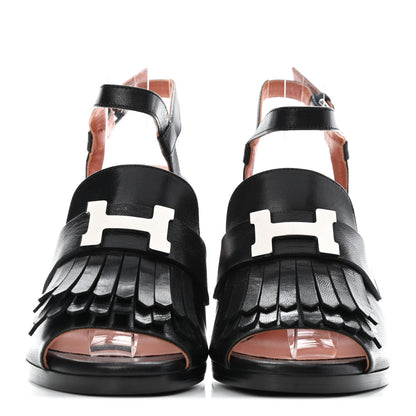 Hermes Goatskin Alesia Sandals 36 Black 2 of 4