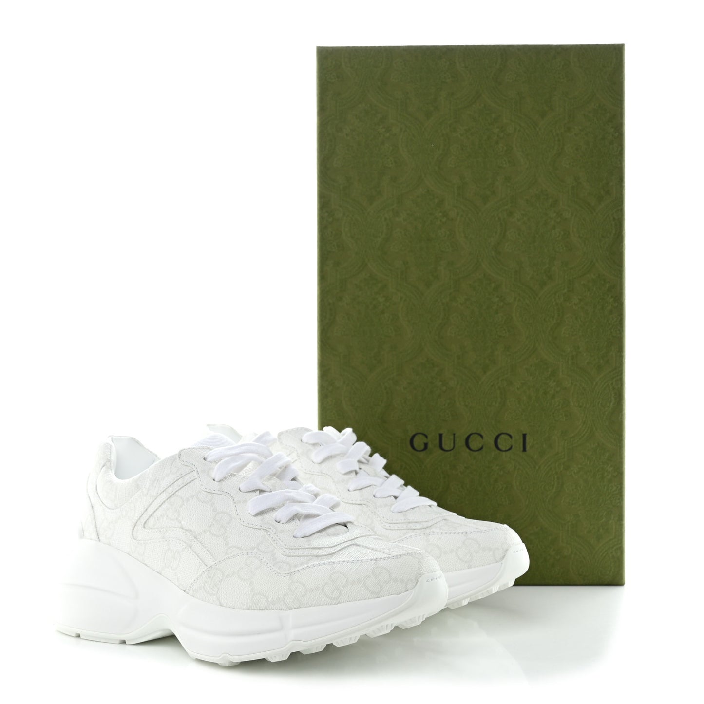 GG Supreme Monogram Womens Rhyton Sneakers 36 White