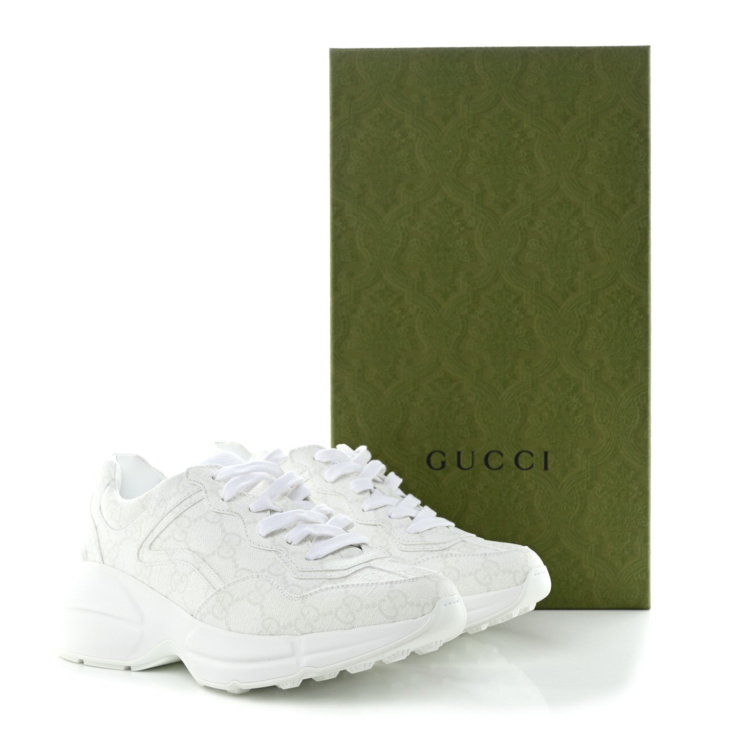 Gucci GG Supreme Monogram Womens Rhyton Sneakers 36 White 9 of 9