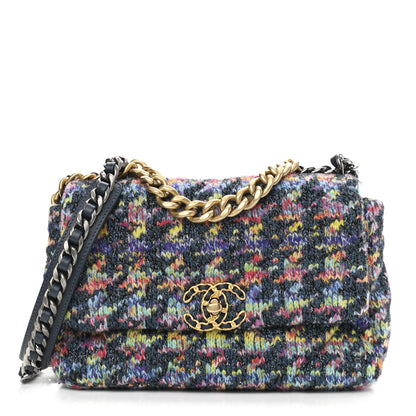 Chanel Tweed Quilted Medium Chanel 19 Flap Dark Multicolor 1 of 10