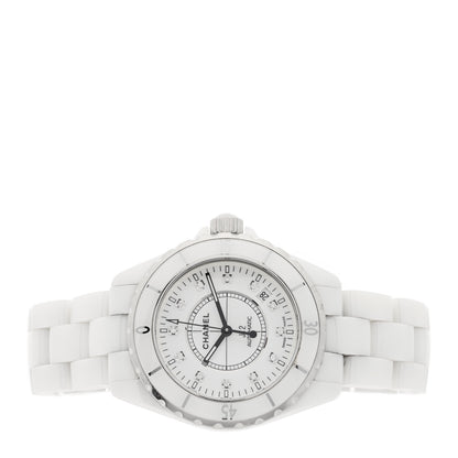 Chanel Stainless Steel Ceramic Diamond 38mm J12 Automatic Watch White 2 of 4