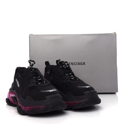 Balenciaga Fabric Mesh Clear Sole Fluo Womens Triple S Sneakers 37 Black Pink Neon 11 of 11