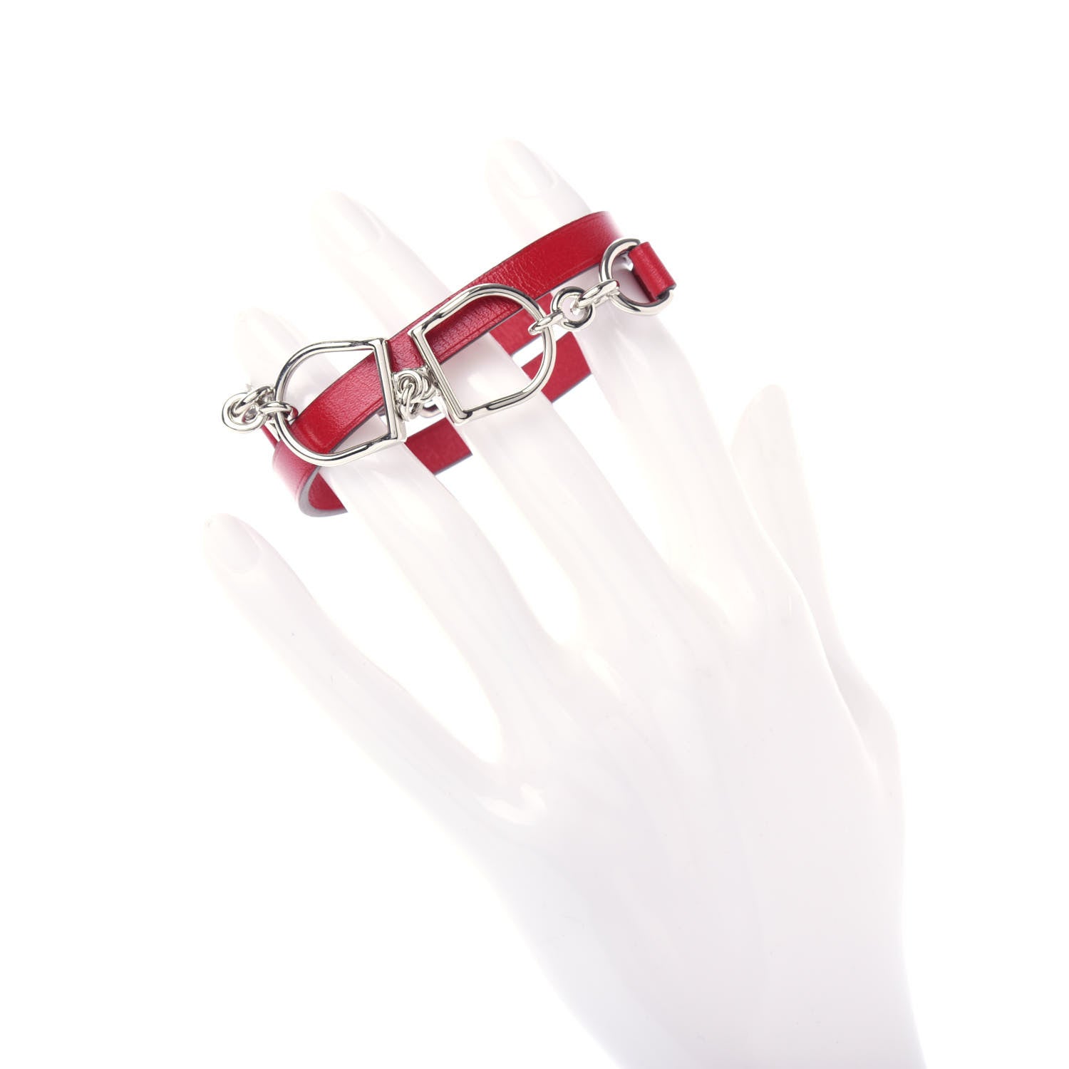 Hermes Swift Etrier Double Tour Bracelet T2 Rouge Casaque 2 of 6
