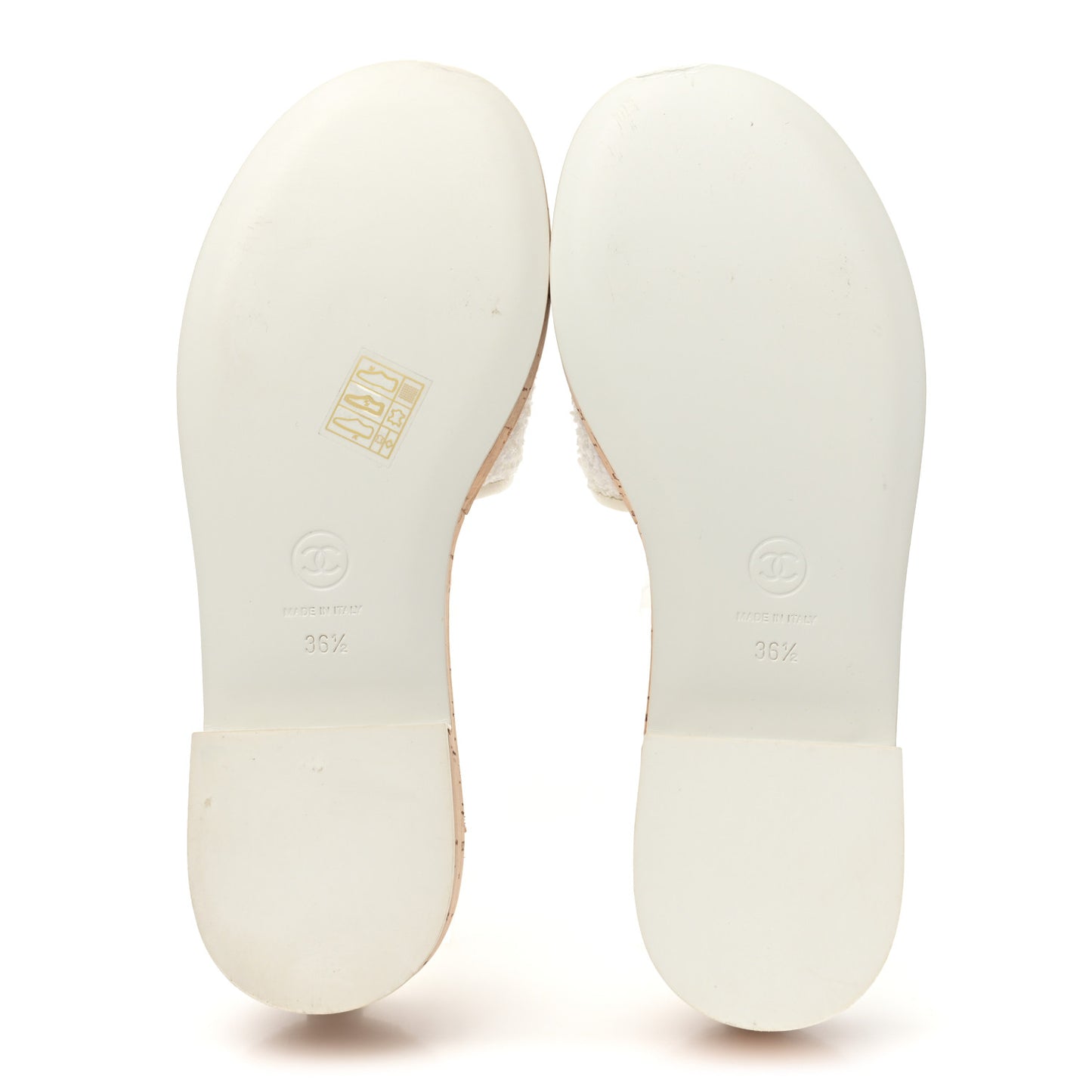 Tweed Cork CC Chain Mule Sandal 36.5 White