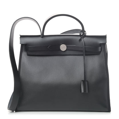 Hermes Toile H Berline Vache Hunter Herbag Zip PM 31 Black Ecru 2 of 7
