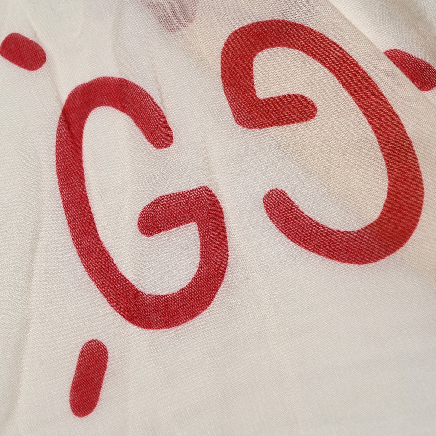Modal Silk GG Writers Shawl White Red