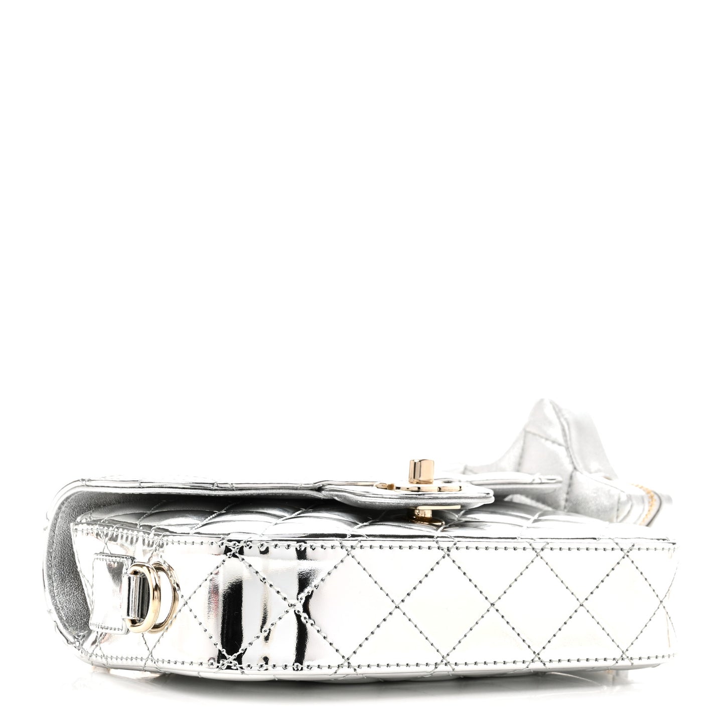 Mirror Calfskin Metallic Calfskin Quilted Hollywood Boulevard Mini Flap With Star Coin Purse Silver