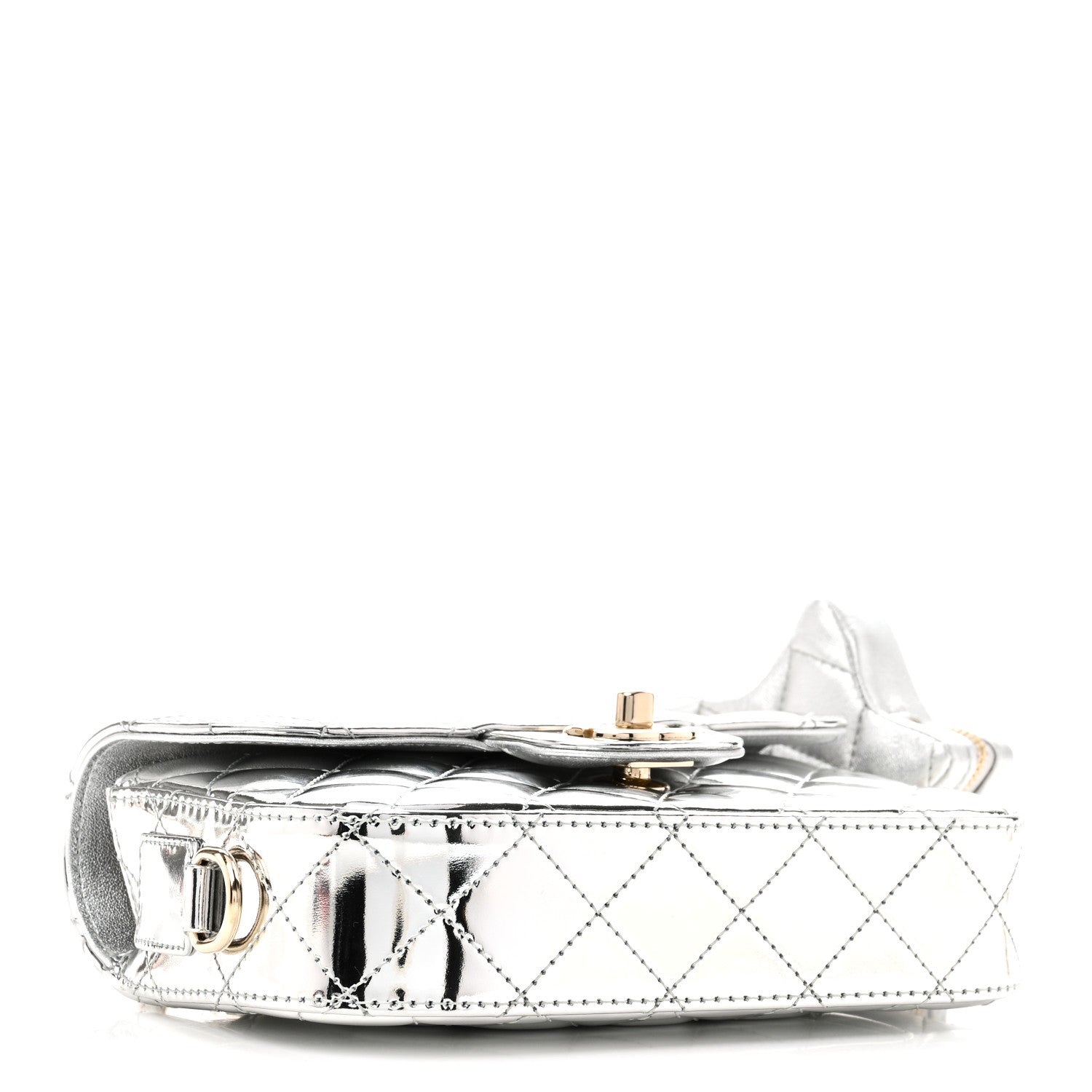 Chanel Mirror Calfskin Metallic Calfskin Quilted Hollywood Boulevard Mini Flap With Star Coin Purse Silver 4 of 11