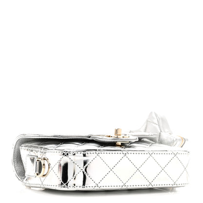 Chanel Mirror Calfskin Metallic Calfskin Quilted Hollywood Boulevard Mini Flap With Star Coin Purse Silver 4 of 11