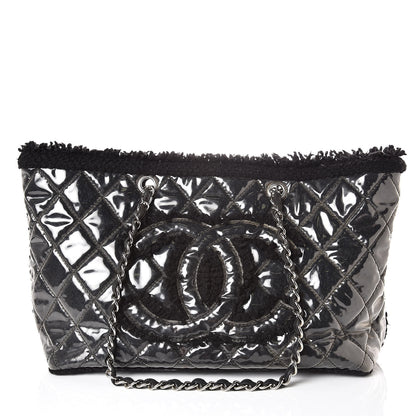 Chanel Vinyl Quilted Funny Tweed Tote Black 1 of 9