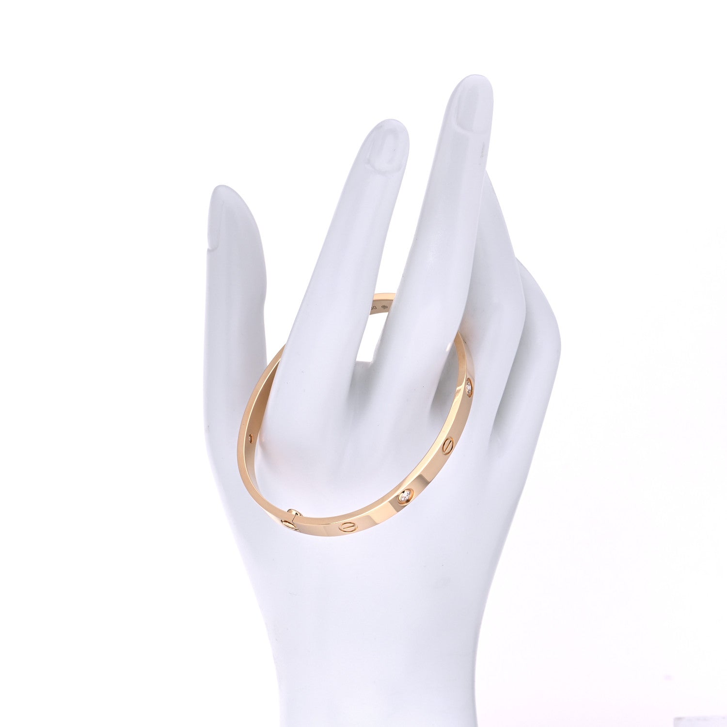 Cartier 18K Yellow Gold 4 Diamond LOVE Bracelet 18 2 of 9