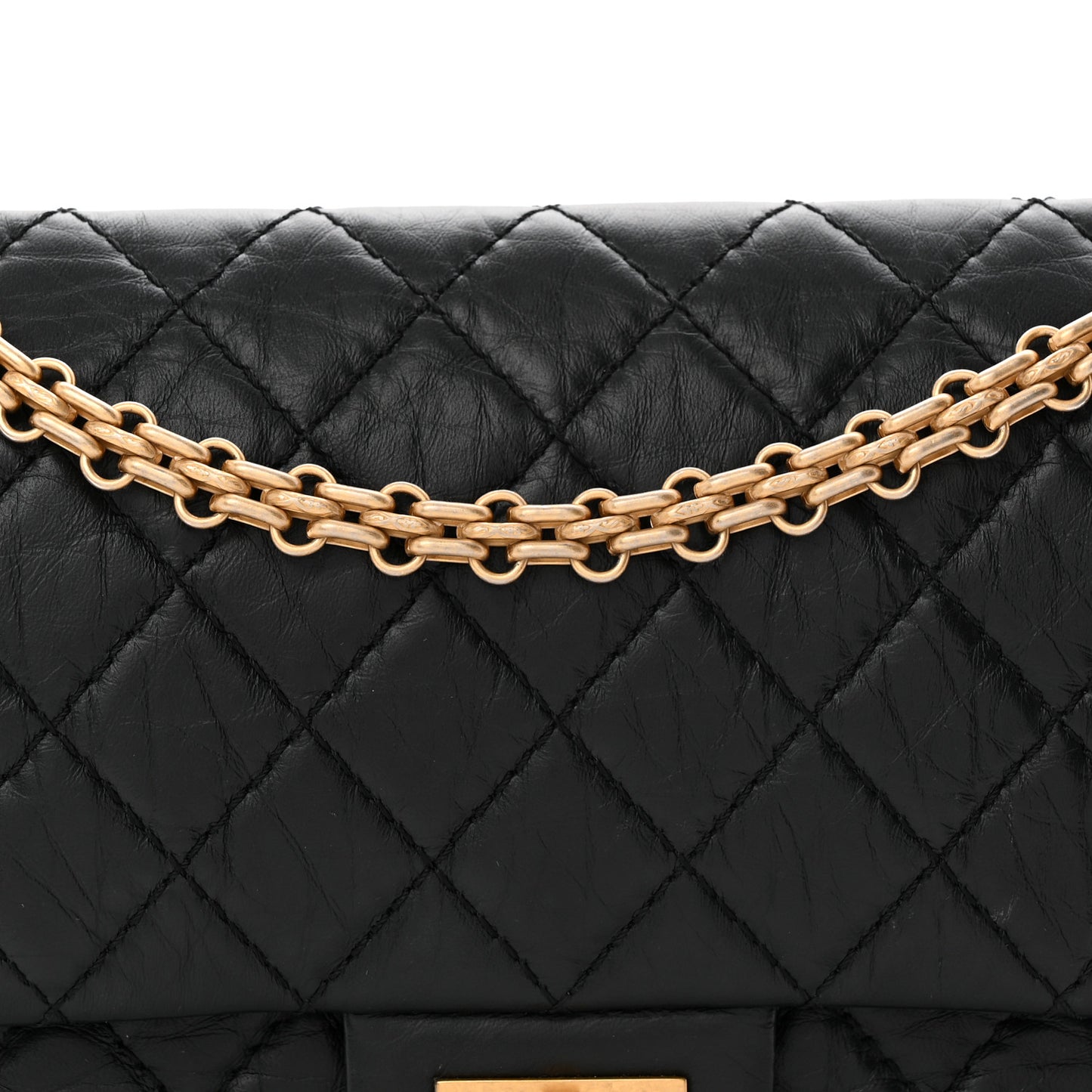 Aged Calfskin Quilted 2.55 Reissue 225 Flap Black