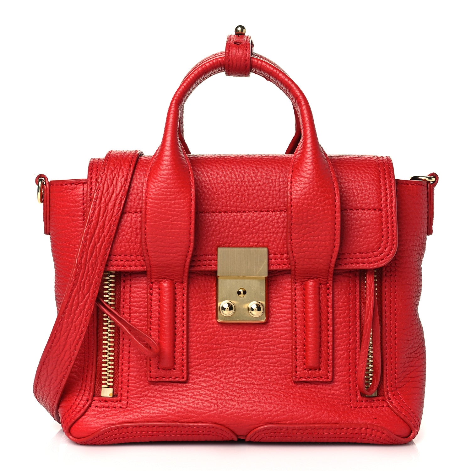 3.1 Phillip Lim Textured Calfskin Mini Pashli Satchel Red 1 of 11