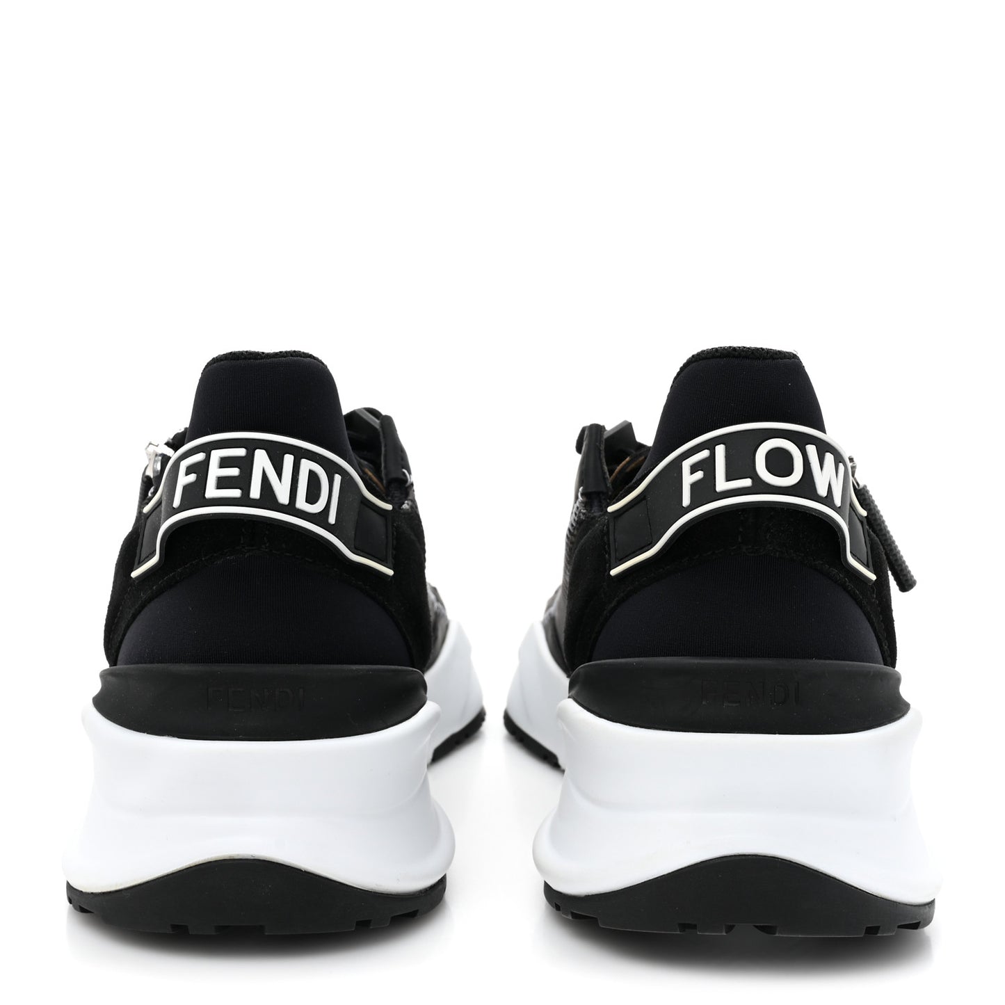 X SARAH COLEMAN Nylon Suede Lycra FF Vertigo Fendi Flow Low Top Sneakers 40 Transparent Black