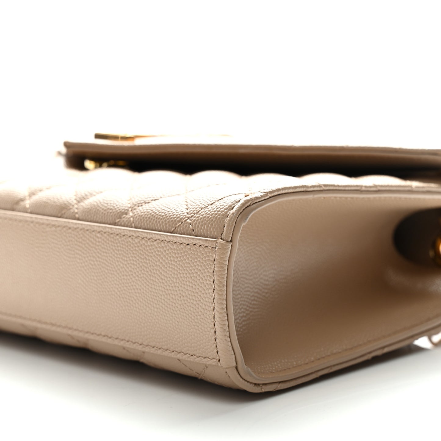 Grain De Poudre Textured Mixed Matelasse Medium Triquilt Monogram Satchel Dark Beige
