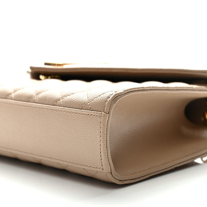 Saint Laurent Grain De Poudre Textured Mixed Matelasse Medium Triquilt Monogram Satchel Dark Beige 11 of 12