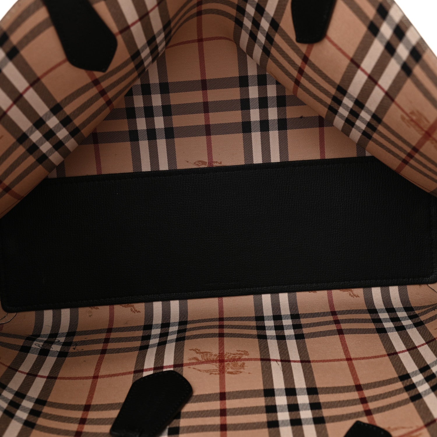 Burberry Grainy Calfskin Haymarket Check Medium Reversible Tote Black 8 of 21
