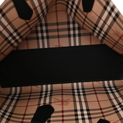Burberry Grainy Calfskin Haymarket Check Medium Reversible Tote Black 8 of 21