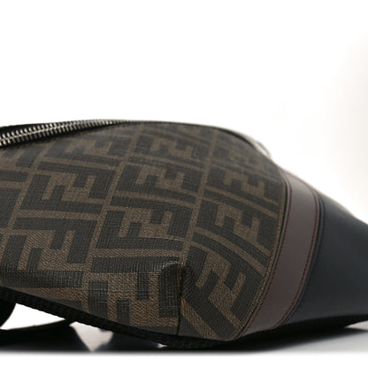Fendi Glazed Fabric Vitello Liberty FF 1974 Diagonal Belt Bag Tobacco Moresco Black 7 of 8