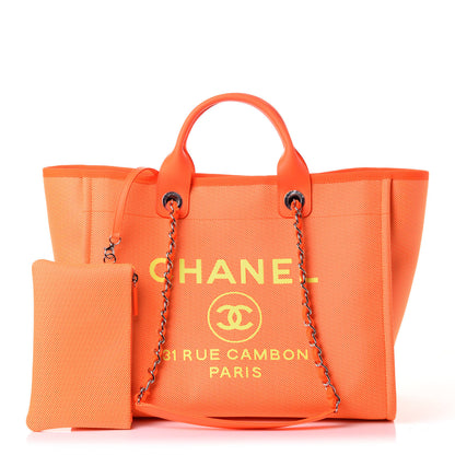 Chanel Mixed Fibers Calfskin Deauville Medium Tote Orange Yellow 1 of 12