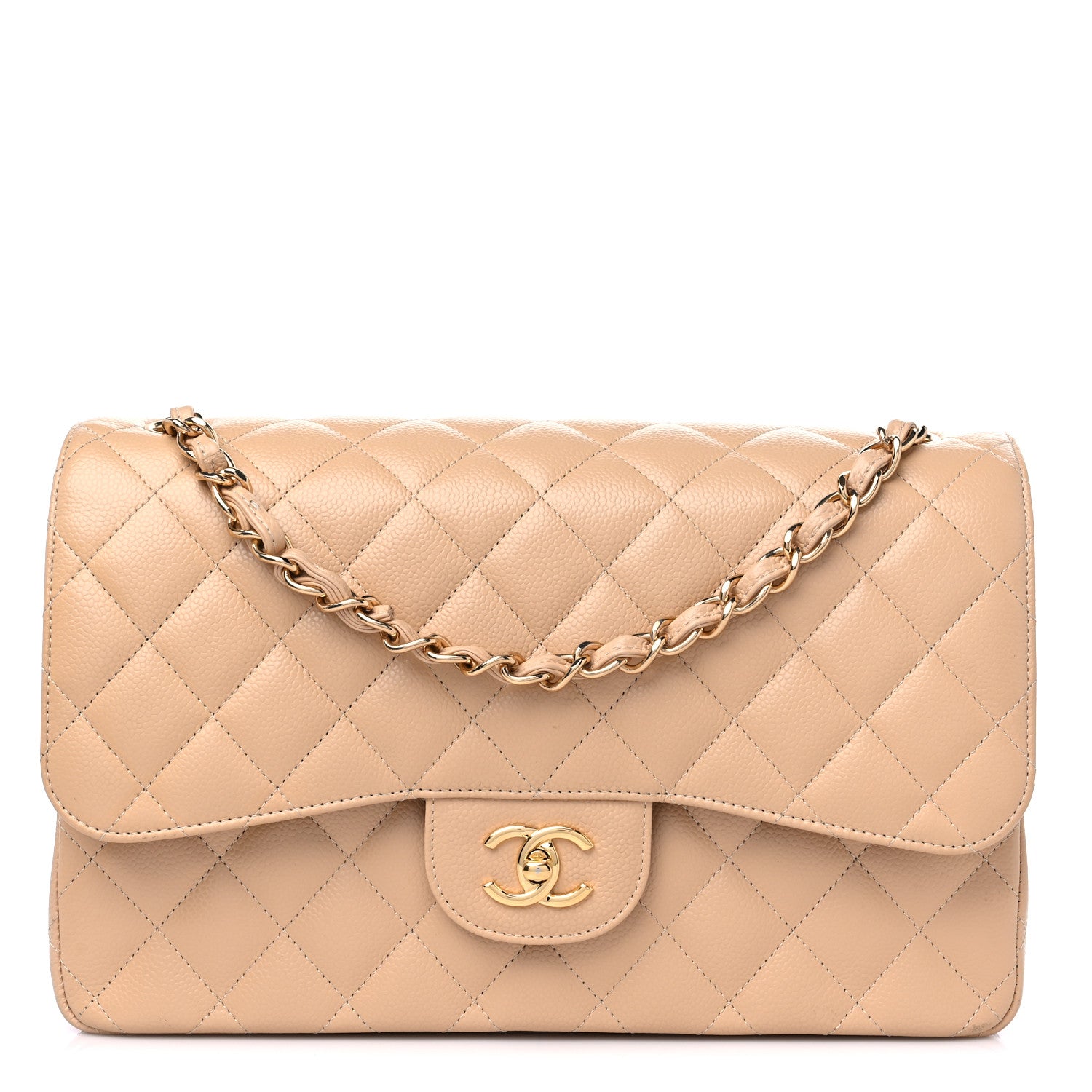 Chanel Caviar Quilted Jumbo Double Flap Beige Clair 1 of 14
