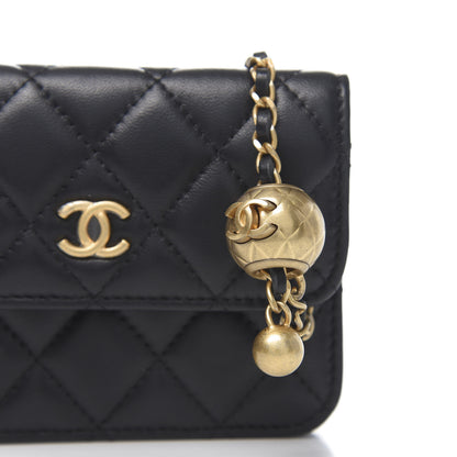 Chanel Lambskin Quilted Pearl Crush Clutch With Chain Black 11 of 12