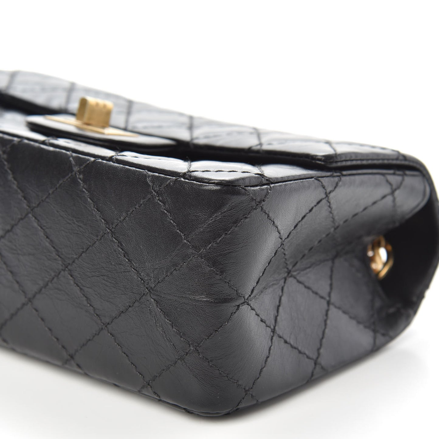 Aged Calfskin Quilted 2.55 Reissue Mini Flap Black