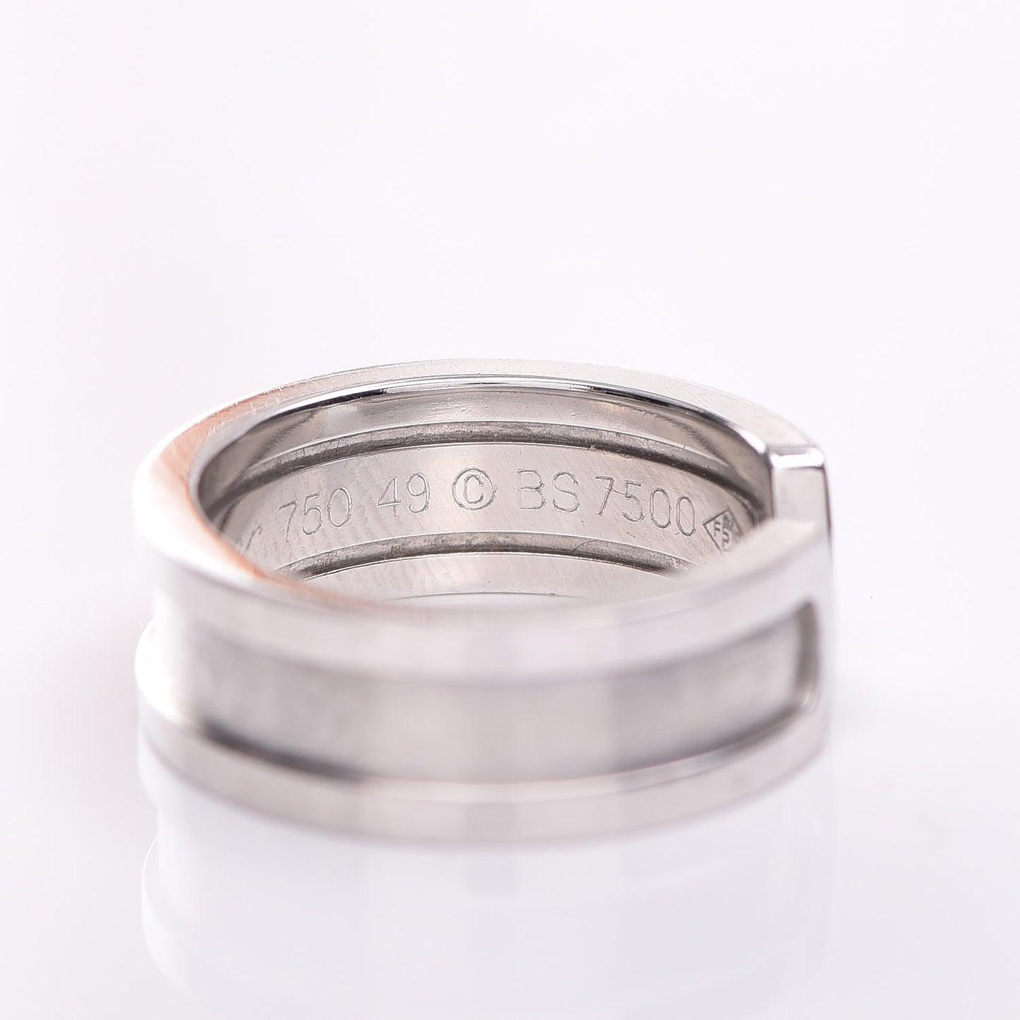 18K White Gold 6.5mm C De Ring 49 4.75