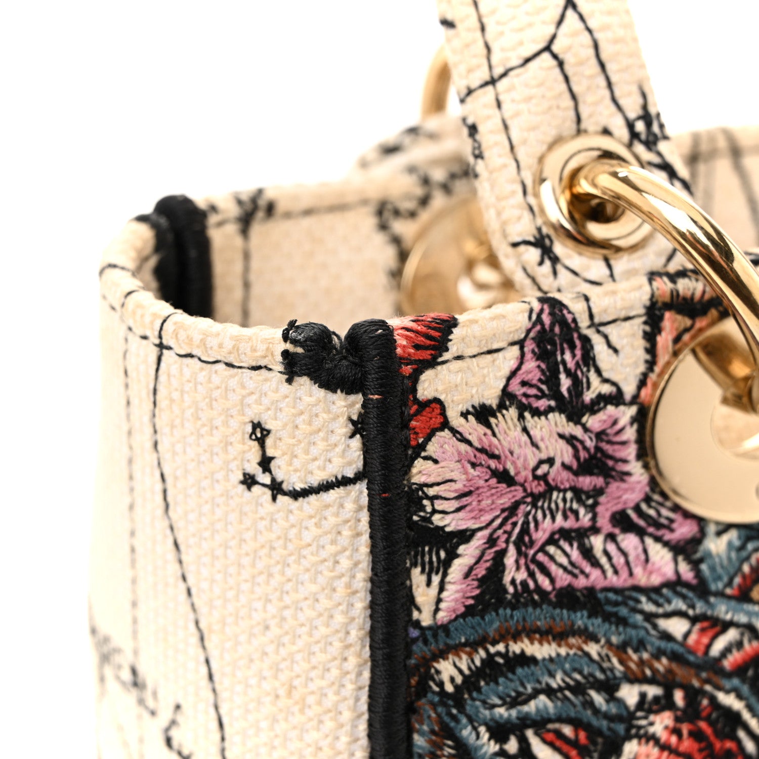Christian Dior Canvas Constellation Embroidered Medium Lady D-Lite Latte Multicolor 12 of 14