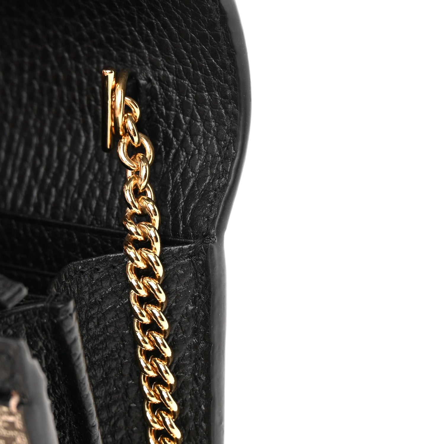 Gucci Dollar Calfskin GG Supreme Monogram Petite GG Marmont Wallet Chain Bag Black Beige Ebony 11 of 12