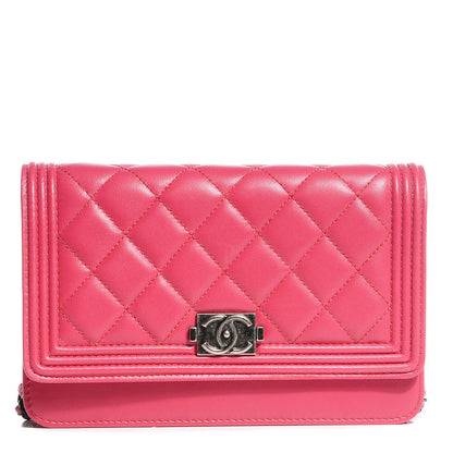 Chanel Lambskin Boy Wallet on Chain WOC Pink 1 of 8