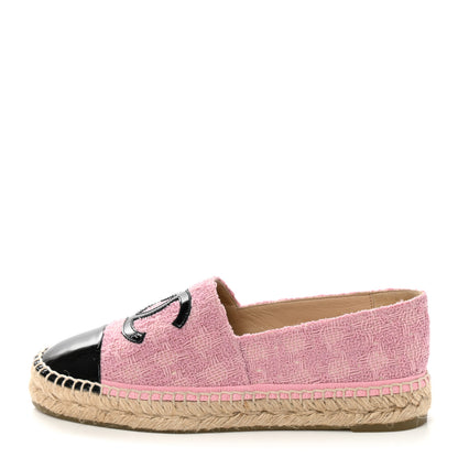 Chanel Tweed Patent CC Espadrilles 37 Pink Black 1 of 8