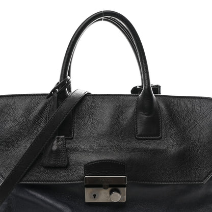 Prada Glace Calfskin Sound Tote Bag Baltico Black 8 of 10
