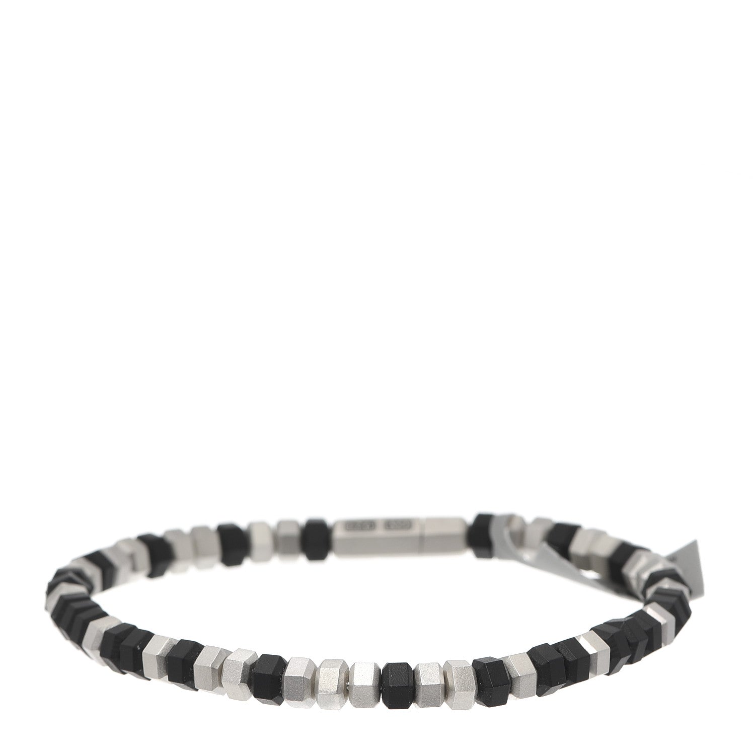 David Yurman Sterling Silver Rubber Hex Bead Bracelet Black 1 of 4