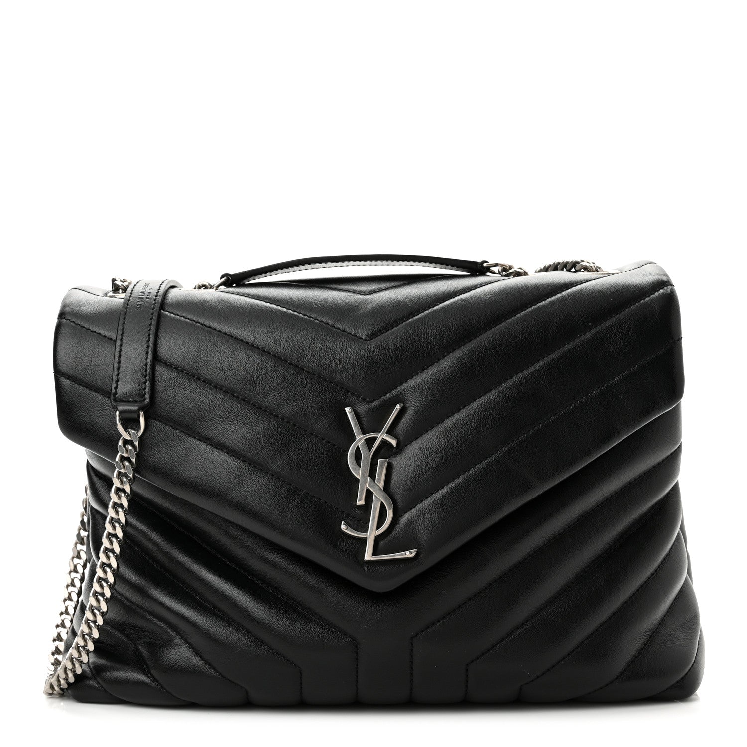 Saint Laurent Calfskin Y Quilted Monogram Medium Loulou Chain Satchel Black 1 of 10