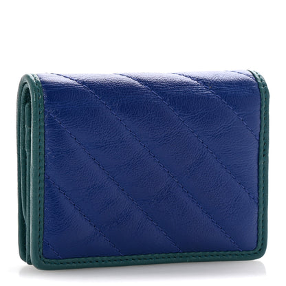 Gucci Azalea Calfskin Enamel Matelasse Diagonal Torchon GG Marmont Card Case Imperial Blue Pavone 3 of 9