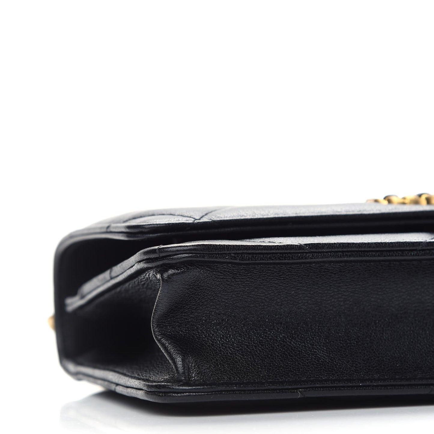 Goatskin Quilted Chanel 19 Wallet On Chain WOC Black