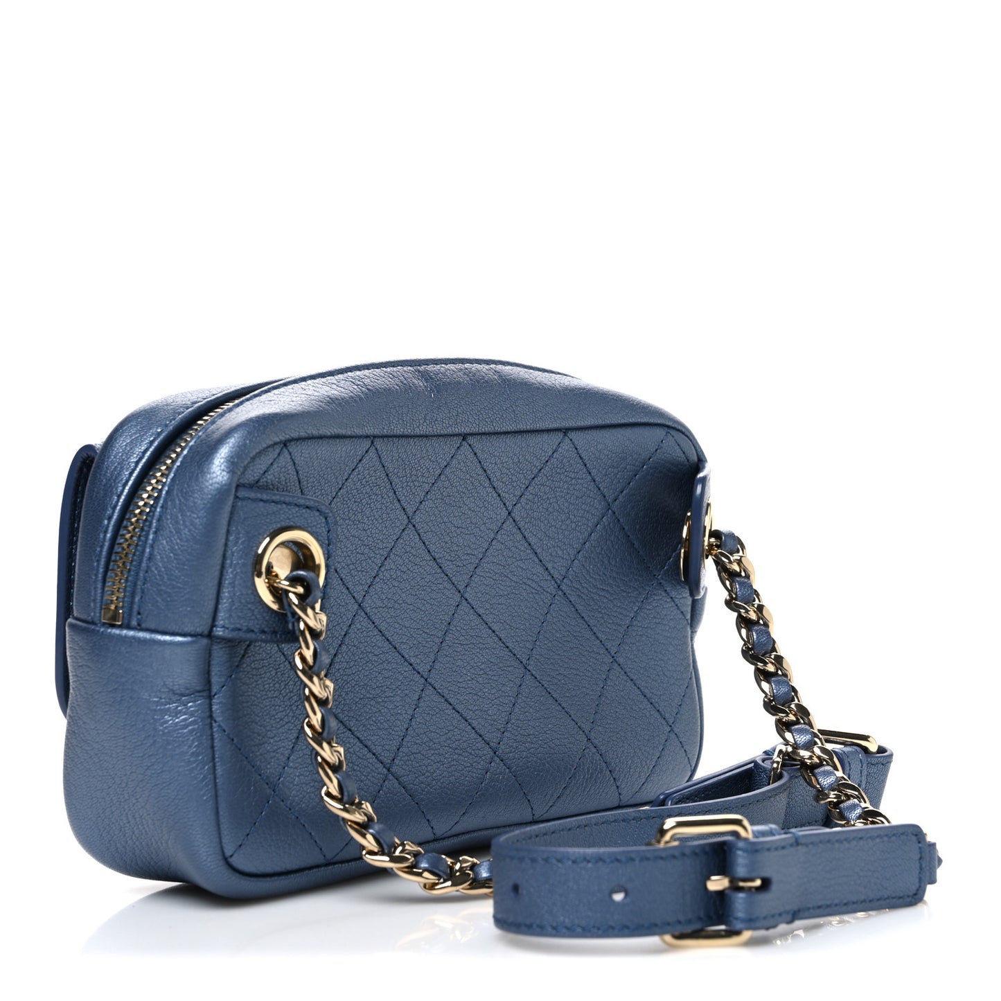 Metallic Goatskin Quilted Casual Trip Waist Bag Blue