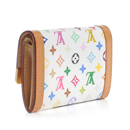 Louis Vuitton Monogram Multicolor Porte-Monnaie Plat Coin Purse White 3 of 7