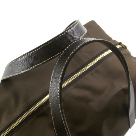 Prada Nylon Large Bowler Tote Brown 6 of 14