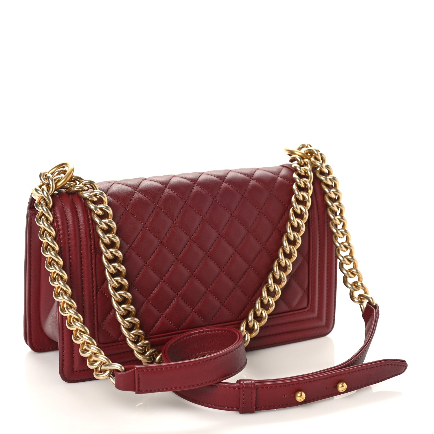 Chanel Lambskin Quilted Medium Boy Flap Dark Red 3 of 9