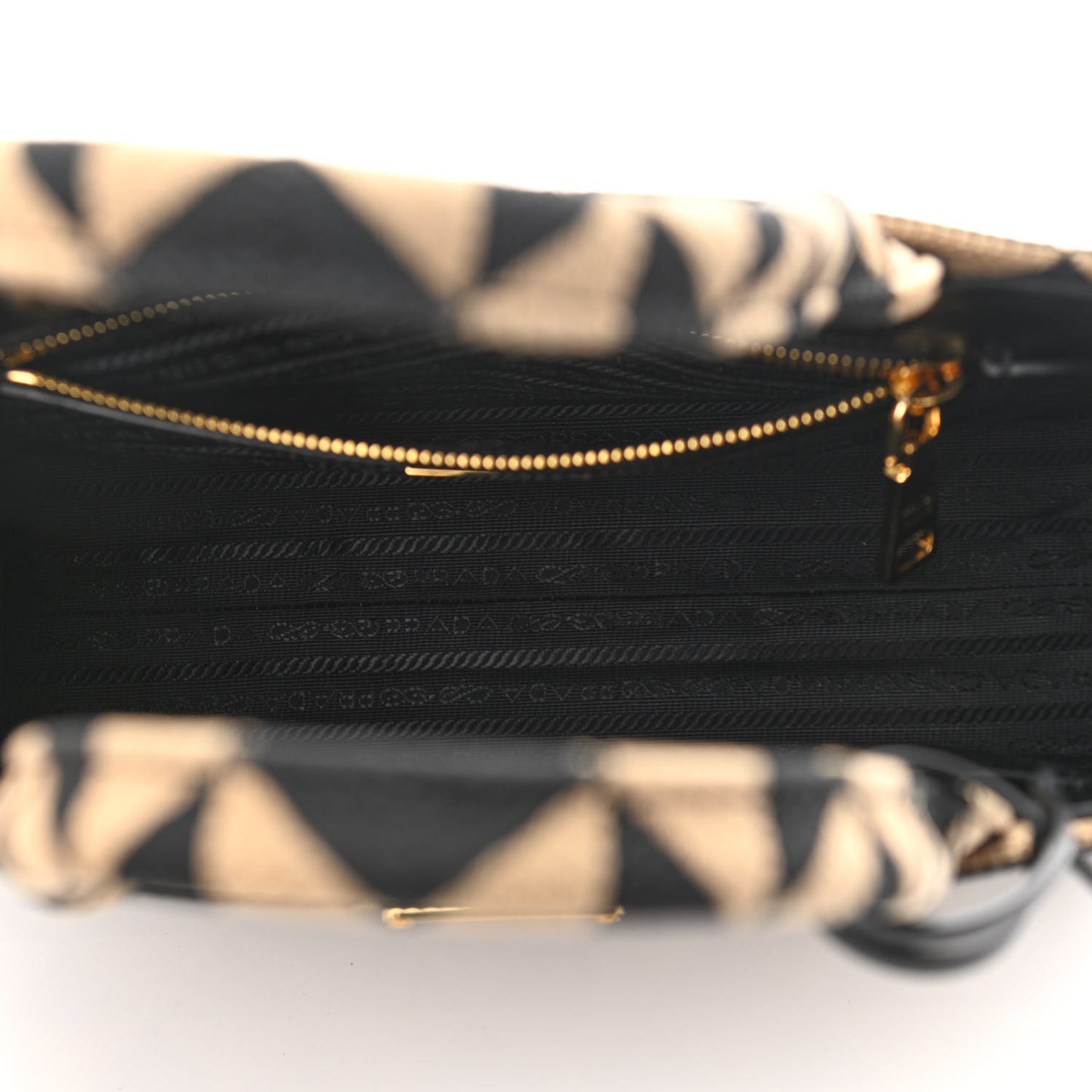 Jacquard Saffiano Triangolo Symbole Embroidered Small Tote Black Corda