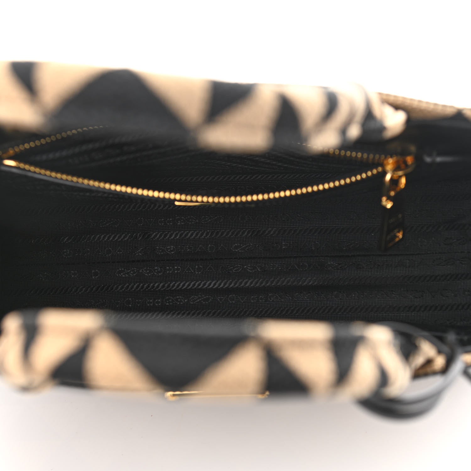 Prada Jacquard Saffiano Triangolo Symbole Embroidered Small Tote Black Corda 4 of 9